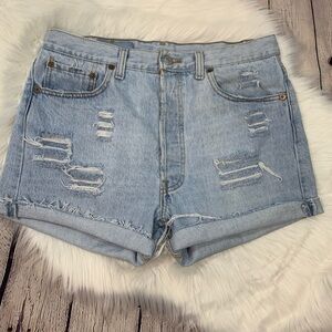 Vintage Distressed High Waisted 501 Button Fly